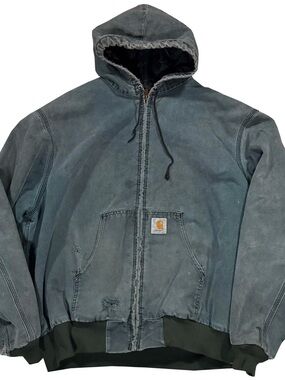 Vintage Carhartt Green Hooded Jacket (Size XXL)